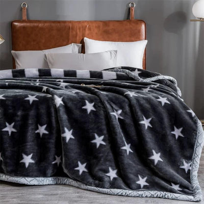 Winter Raschel blanket extra thick plus velvet bed cover blanket quilt wedding coral flannel nap blanket single