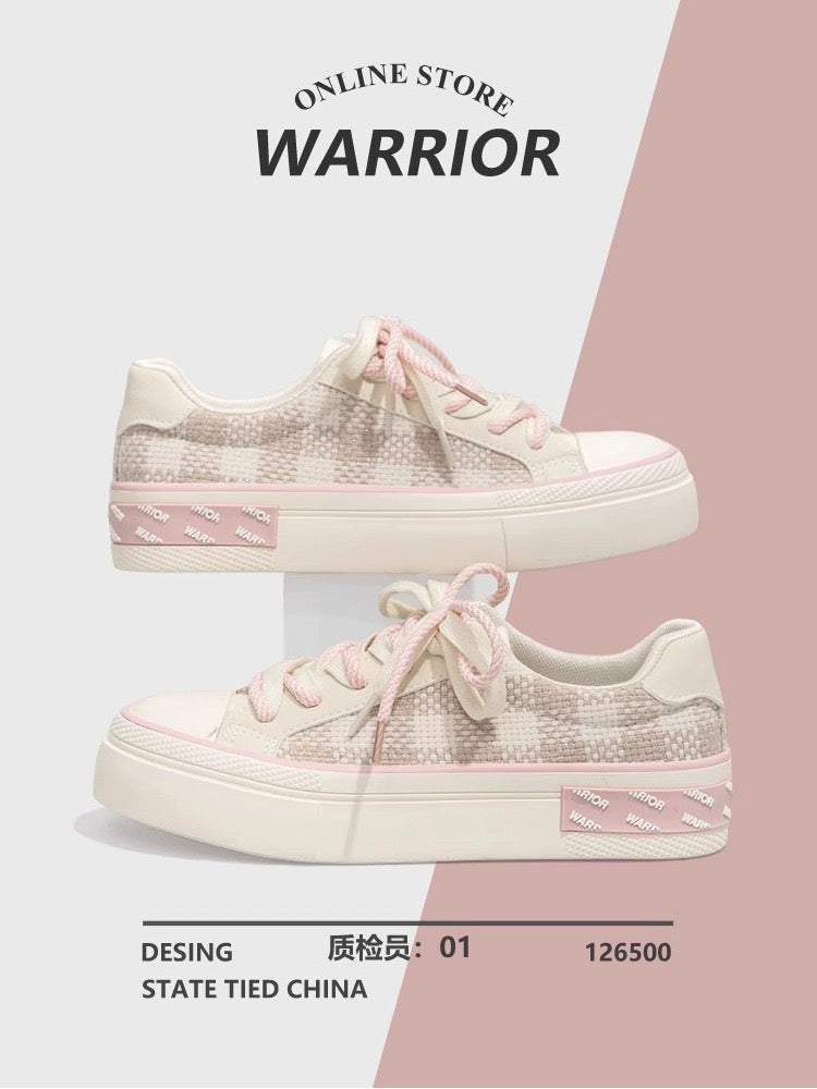 Pull back Sakura Pink Canvas Shoes Women's 2024 Spring New Versatile Casual White Women's Shoes Thick Sole Heightening Plate Shoes