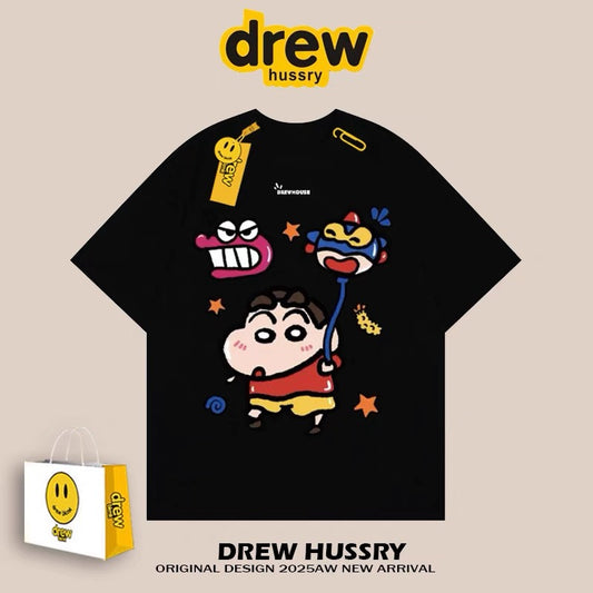 drew American trendy brand Crayon Shin-chan short-sleeved T-shirt men and women ins loose summer heavy cotton casual couple outfit
