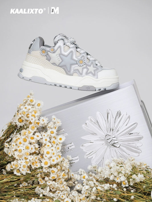 KAALIXTO&MEDM joint genuine silver gray bread shoes 2024 spring and summer new niche design star shoes