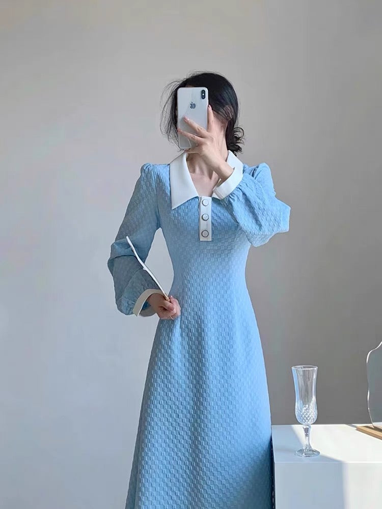 Autumn women's clothing 2023 new French waist slimming high-end light luxury sweet small fresh early autumn dress