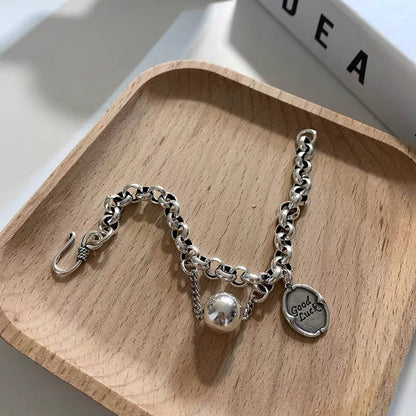 Retro Korean version of goodluck tag bracelet s female ball hip-hop cold wind disco fashion temperament jewelry
