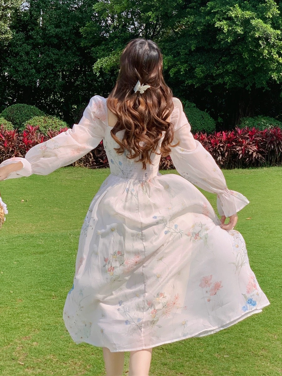 Tanggongzi holiday style chiffon dress fairy super fairy style gentle tea break French first love skirt long skirt