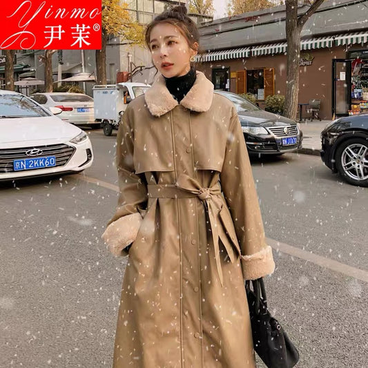 Parker cotton coat women's 2023 winter new style mid-length loose ins Hong Kong style workwear leather cotton coat plus velvet jacket trendy
