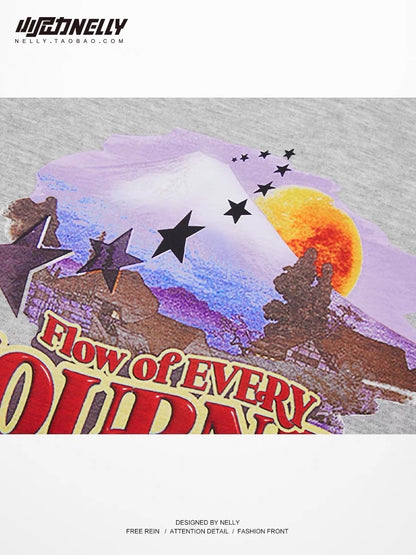 Hiphop cartoon sweatshirt men's spring and autumn trendy ins loose thickened high street long-sleeved t-shirt American retro winter top