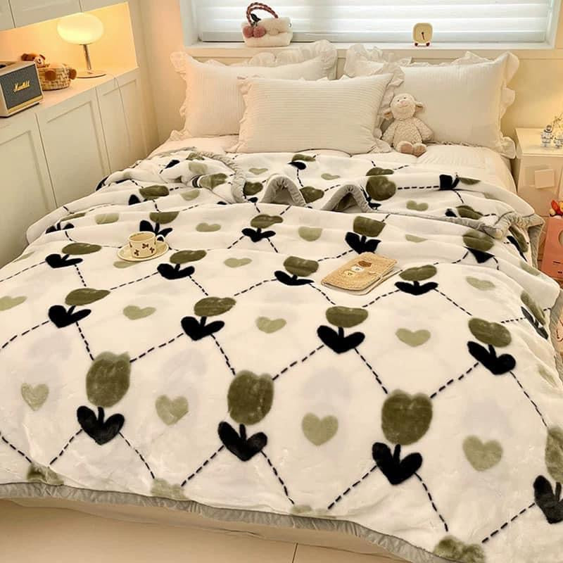 Winter Raschel blanket extra thick plus velvet bed cover blanket quilt wedding coral flannel nap blanket single