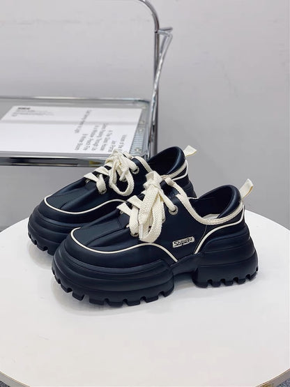 Shougu design genuine leather bread shoes for women 2023 summer new thick-soled thick-heeled single shoes popular height-increasing dad shoes