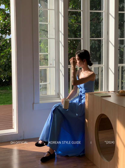 DH OFFICIAL Big Flower [Legend of the Blue Sea] French Court Klein Blue Lace Dress