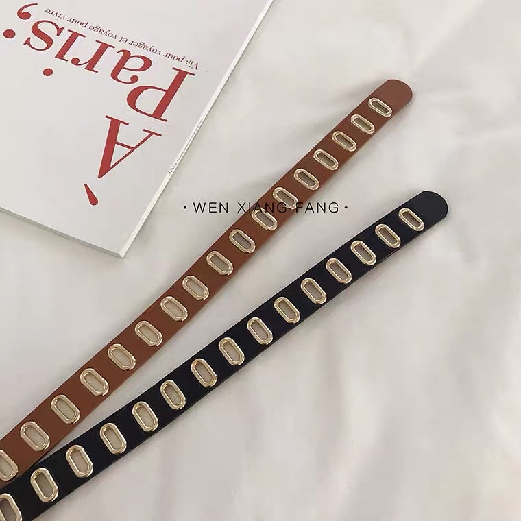 European and American concave shape belt ins super hot ladies belt punk style student pants belt retro trend hip-hop men