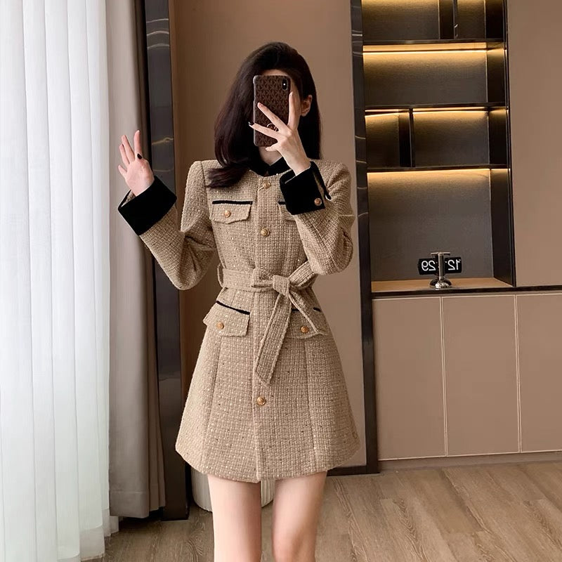 French style small fragrance high-end exquisite dress for women in autumn, small waist, slimming, western style and age-reducing temperament skirt