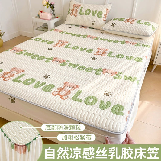 Ice silk latex cool mat three-piece set bed sheet summer bedspread single piece children baby air conditioning mat cool pad washable