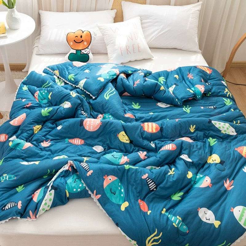 Class A soybean fiber knitted cotton summer cool quilt machine washable summer children's thin quilt spring and autumn summer air conditioning quilt
