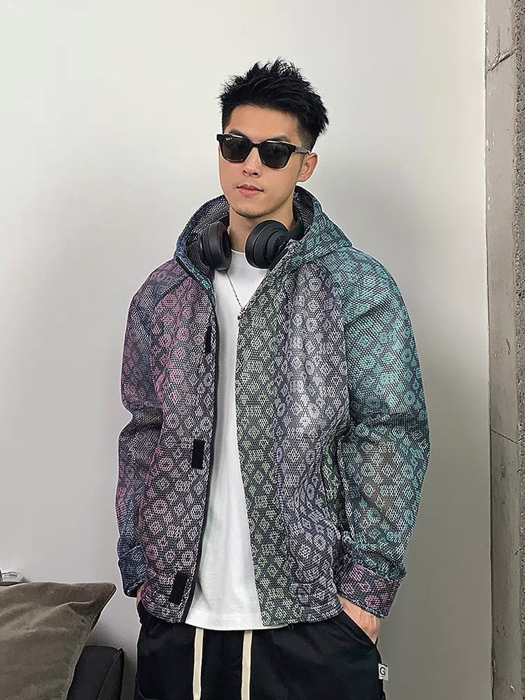 Xu Tailang Gradient Color Sun Protection Jacket Men's Summer Fashion Brand American Thin Breathable Mesh Hooded Jacket