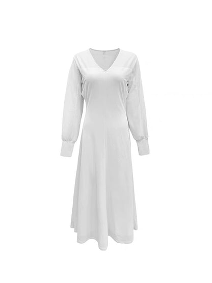 Tongse | Charming thoughts, the king of inner wear! Autumn and winter simple commuting white long skirt with coat dress