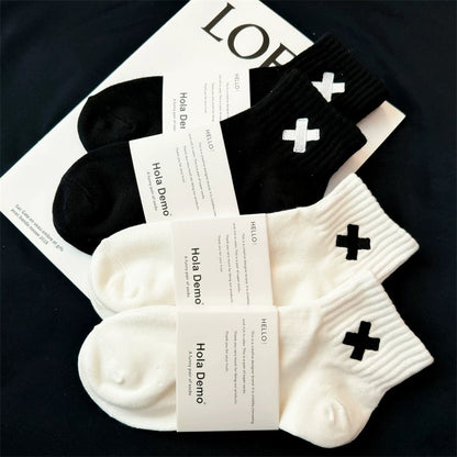 Socks men's mid-tube socks pure cotton deodorant sweat-absorbent black short socks men's trendy ins women's socks white sports socks boys