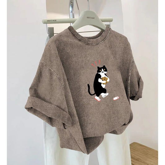 Foreign trade cut label tail order ~ counter withdrawal American trend summer short-sleeved T-shirt men and women pure cotton loose versatile