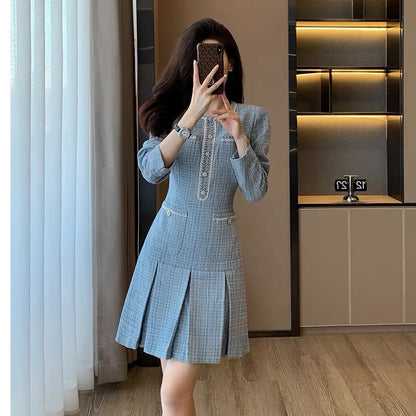 2023 autumn small fragrance style high-end a-line women's dress new French style beautiful little skirt