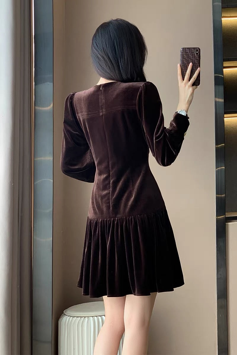 Spring 2023 new Christmas women's skirt French style velvet dress women's autumn and winter inner skirt