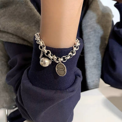 Retro Korean version of goodluck tag bracelet s female ball hip-hop cold wind disco fashion temperament jewelry