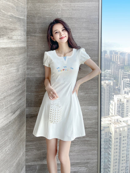 Summer popular white dress 2024 new style niche design casual temperament skirt female petite summer