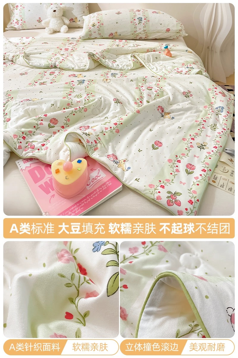 Class A soybean fiber knitted cotton summer cool quilt machine washable summer children's thin quilt spring and autumn summer air conditioning quilt