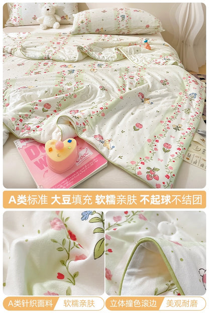 Class A soybean fiber knitted cotton summer cool quilt machine washable summer children's thin quilt spring and autumn summer air conditioning quilt