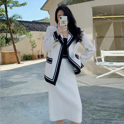 2023 New Style Socialite Xiaoxiangfeng Woolen Suit Jacket Internet Celebrity Street Temperament Professional Two-piece Suit Skirt
