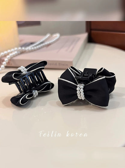 Princess head pearl bow small grabber hairpin forehead eight-figure bangs side clip hairpin hairpin headdress for women