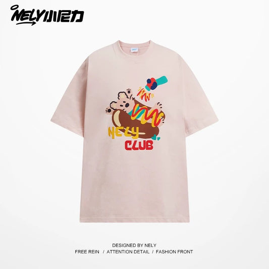 American cartoon cat print round neck short sleeve men and women summer 2025 couple pure cotton t-shirt half sleeve bottoming shirt trend