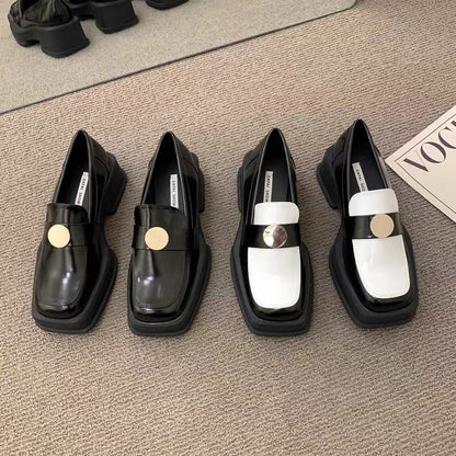 Korean French retro lazy loafers women's 2023 spring and autumn new color matching thick-soled small leather shoes low-heeled women's shoes