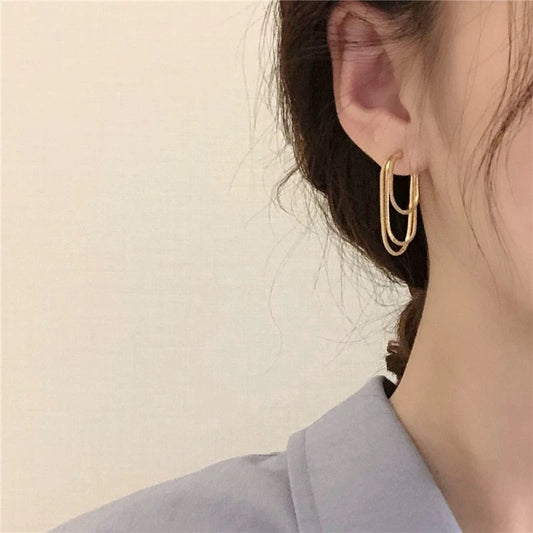 S925 silver needle ins earrings simple cold style earrings tassel earrings fairy temperament Korean high-end earrings