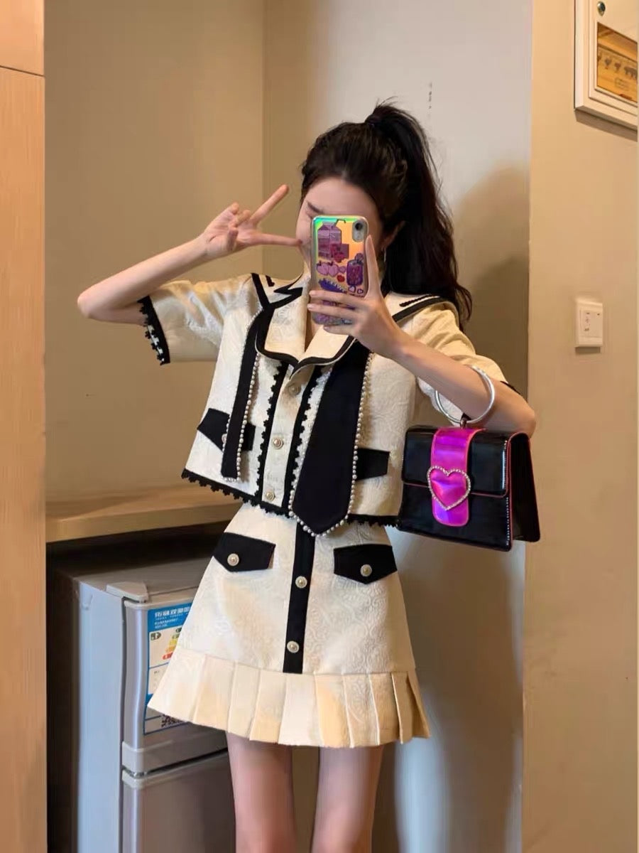 [Favorite Welfare] Xiaoxiangfeng Suit Women's Spring 2023 New Celebrity Foreign Style High-end Skirt Two-piece Set (S039)
