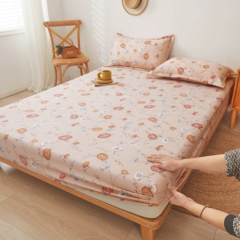 Bed sheet single piece washed cotton and linen bedspread 2023 new bed sheet Simmons mattress dustproof protective cover full package non-slip