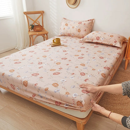 Bed sheet single piece washed cotton and linen bedspread 2023 new bed sheet Simmons mattress dustproof protective cover full package non-slip