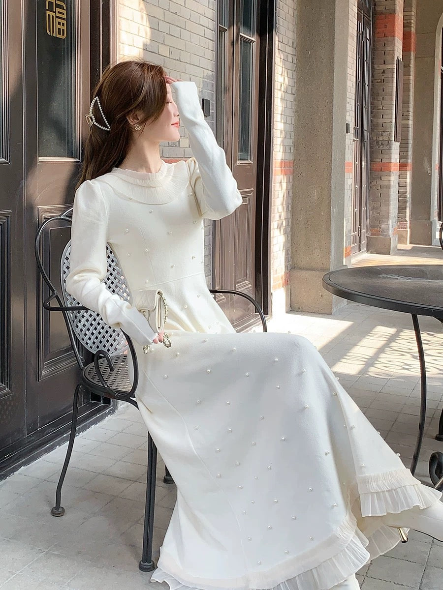 [01.22 New Products 5% Off] French Temperament Dress for Women 2024 New Lotus Leaf Collar with Long Skirt