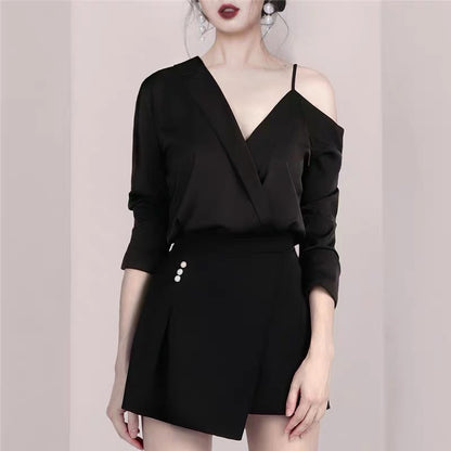 Summer Suit Feminine Fashion Small 2023 New Celebrity Sexy Internet Celebrity Suit Two-piece Suit Female Western Style (V8814)