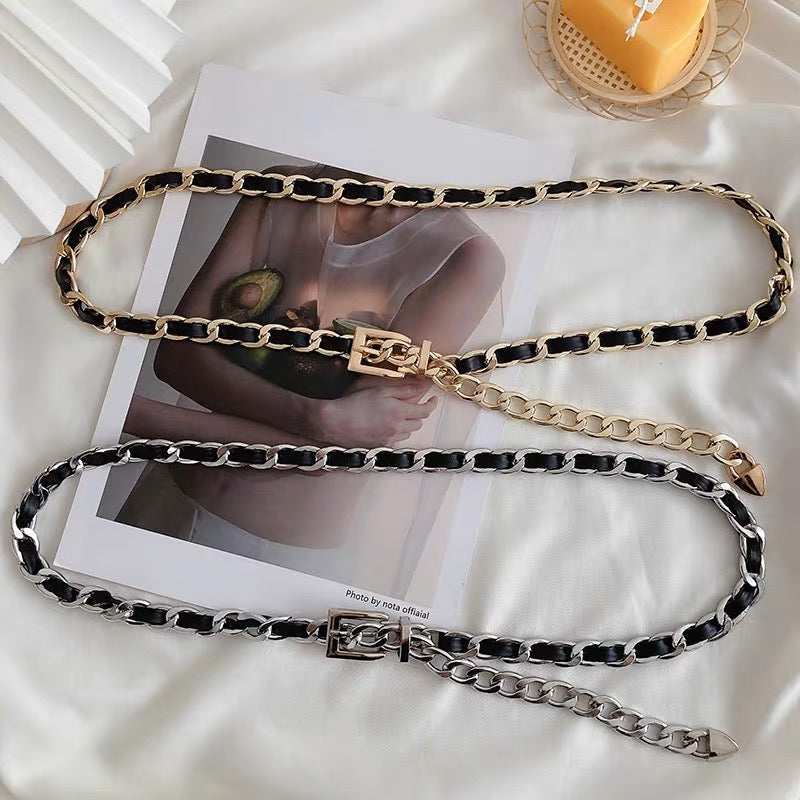 Chain women summer new versatile fashion with jeans trendy contrasting color jk dress accessories ins style belt