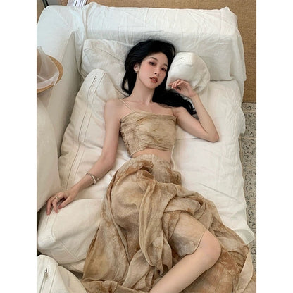 2ND STUDIOS French suspender suit skirt temperament retro celebrity style 2023 summer new two-piece suit