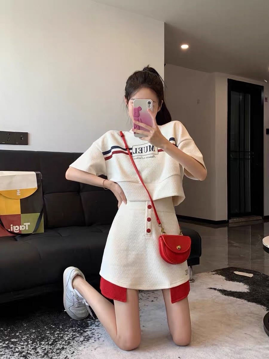 MUEL original casual sports suit women's spring 2023 new design sense niche fashion skirt two-piece set (S037)