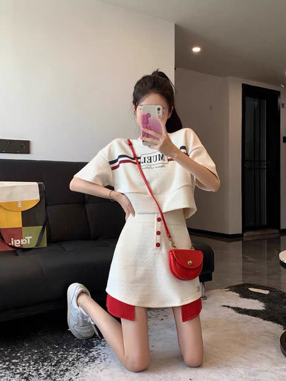 MUEL original casual sports suit women's spring 2023 new design sense niche fashion skirt two-piece set (S037)