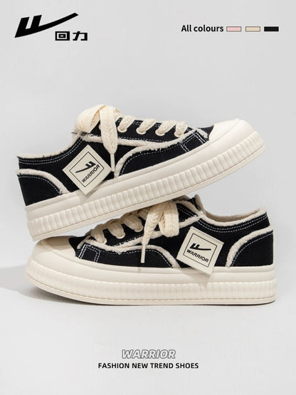 Pull back women's shoes canvas shoes for women 2024 spring new versatile white shoes thick-soled casual sports sneakers for women