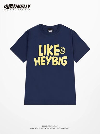 College style letter printed short-sleeved T-shirt, simple and versatile summer top, loose and casual, round neck, half-sleeved, trendy for men and women