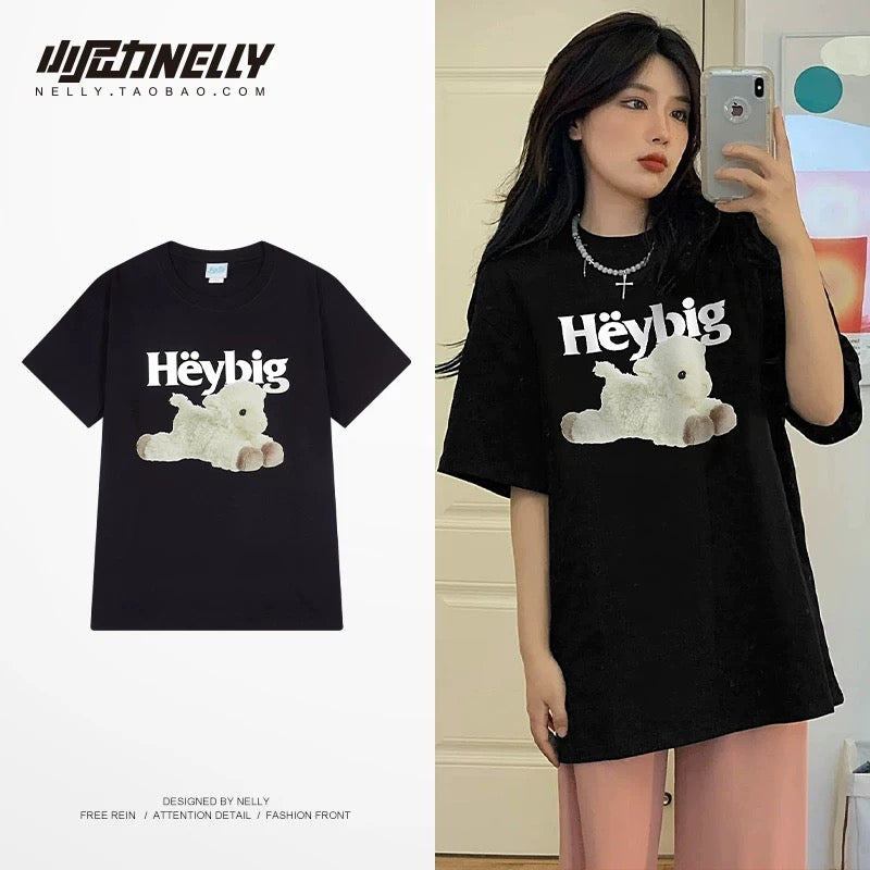 American cartoon cat print round neck short sleeve men and women summer 2025 couple pure cotton t-shirt half sleeve bottoming shirt trend