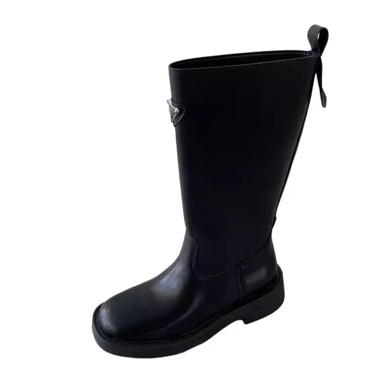 Super cool ~ straight legs!  Thick-soled British style knight Chelsea boots women's straight thick heel western high boots boots