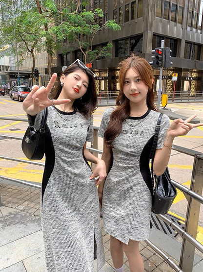 Ms. Zhang's temperament socialite slimming dress women's plus size fat mm slim waist long skirt sweet and spicy style A-line skirt summer (D621)