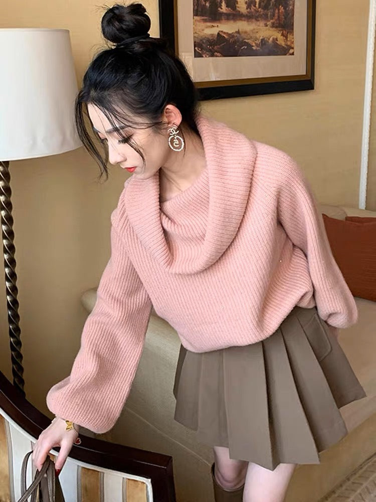 2023 New Turtleneck Sweater Women's Autumn and Winter Korean Style Loose Pullover Lazy and Versatile Outerwear Bottoming Sweater (B5910)