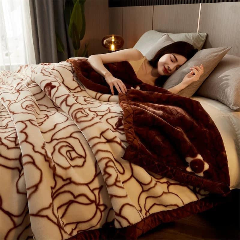 Winter Raschel blanket extra thick plus velvet bed cover blanket quilt wedding coral flannel nap blanket single