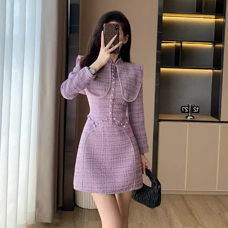 Autumn 2023 new style French style banquet dress, temperament, long-sleeved, niche and beautiful skirt for small women