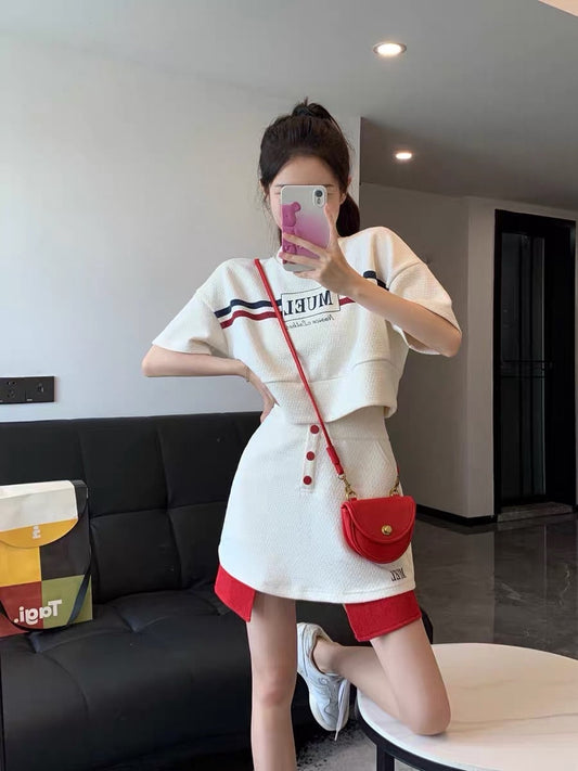 MUEL original casual sports suit women's spring 2023 new design sense niche fashion skirt two-piece set (S037)