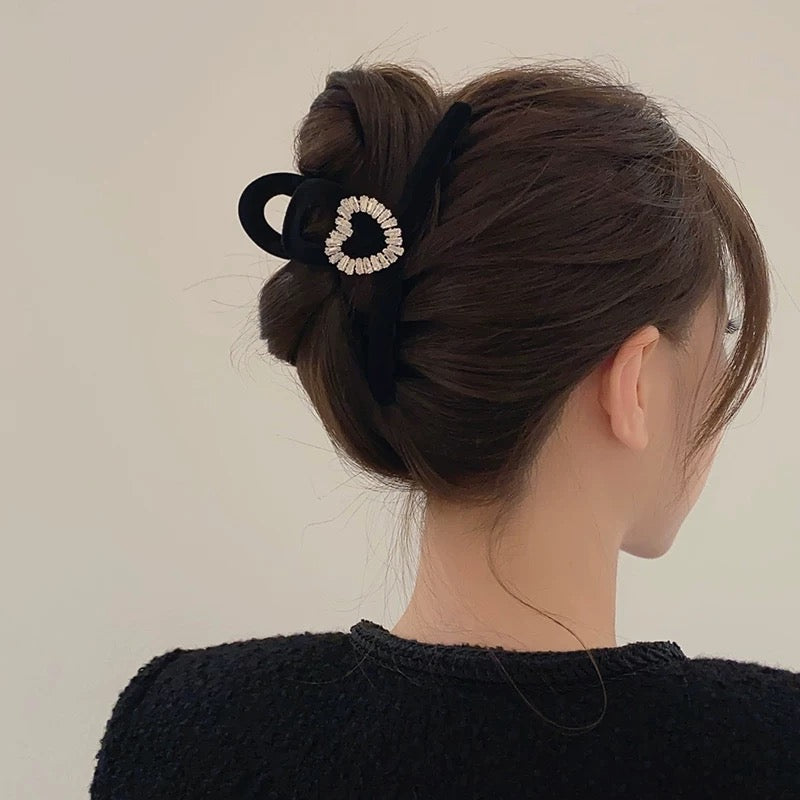 Flash diamond square buckle velvet shark clip flocking clip large clip headwear autumn and winter hair clip women's back hair clip